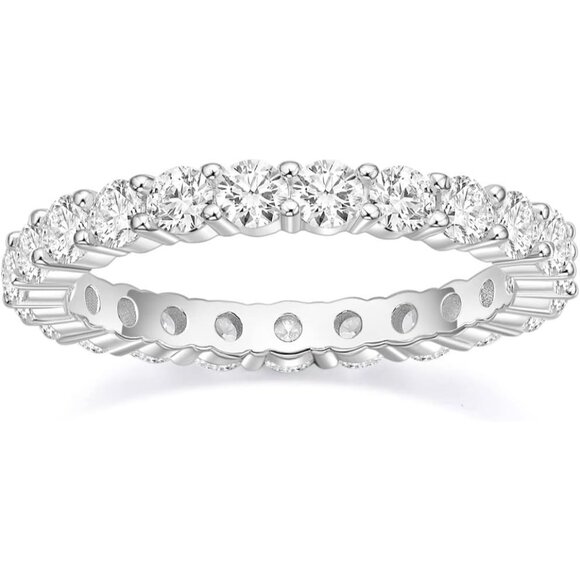 Sterling Silver 3mm Cubic Zirconia Wedding Band - Size 7